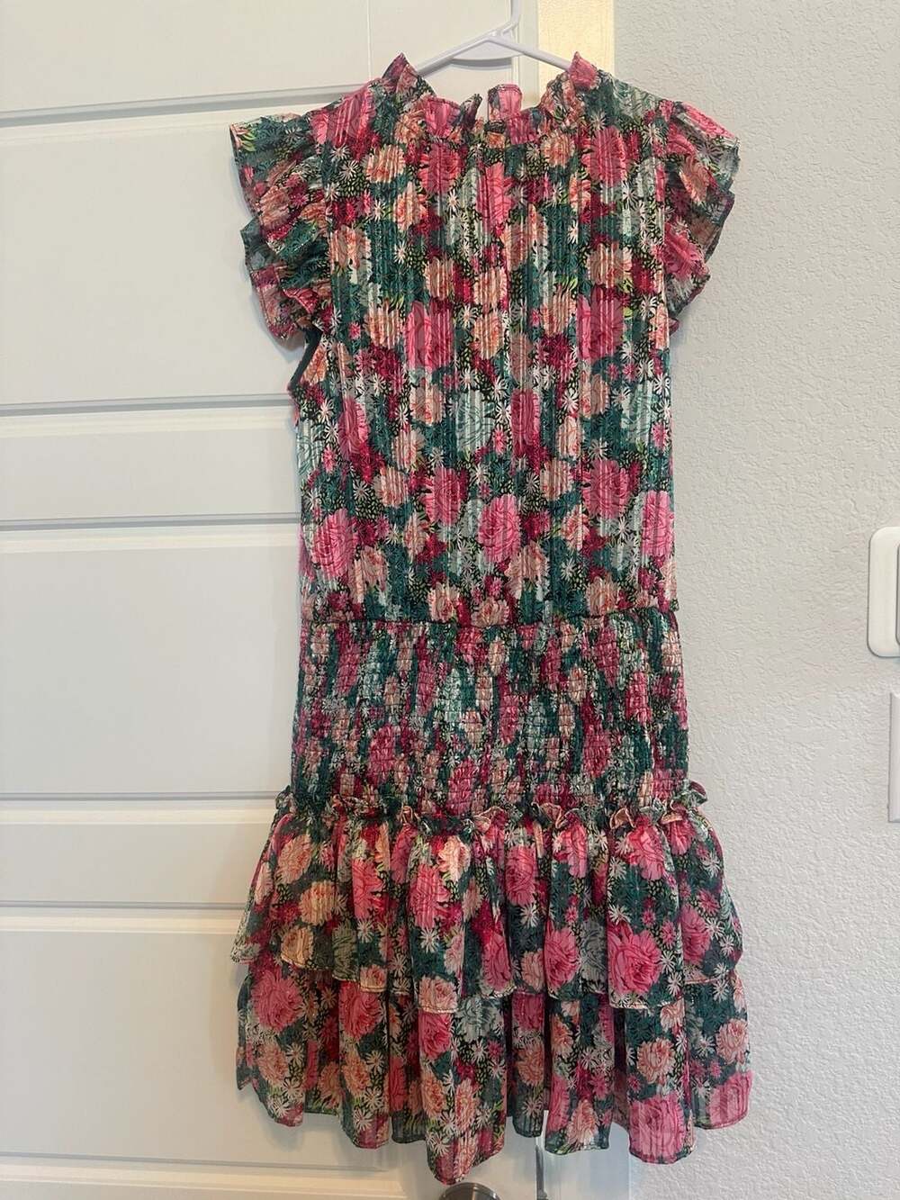 TLLC Floral Smocked Waist Tiered Flutter Sleeve Mini Dress